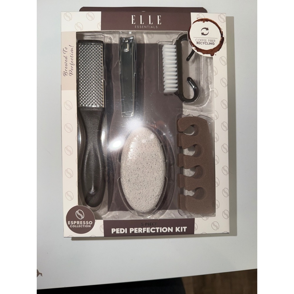 Elle Essentials Espresso Collection 5-Piece Pedi Perfection Kit EL437-NOC NEW
